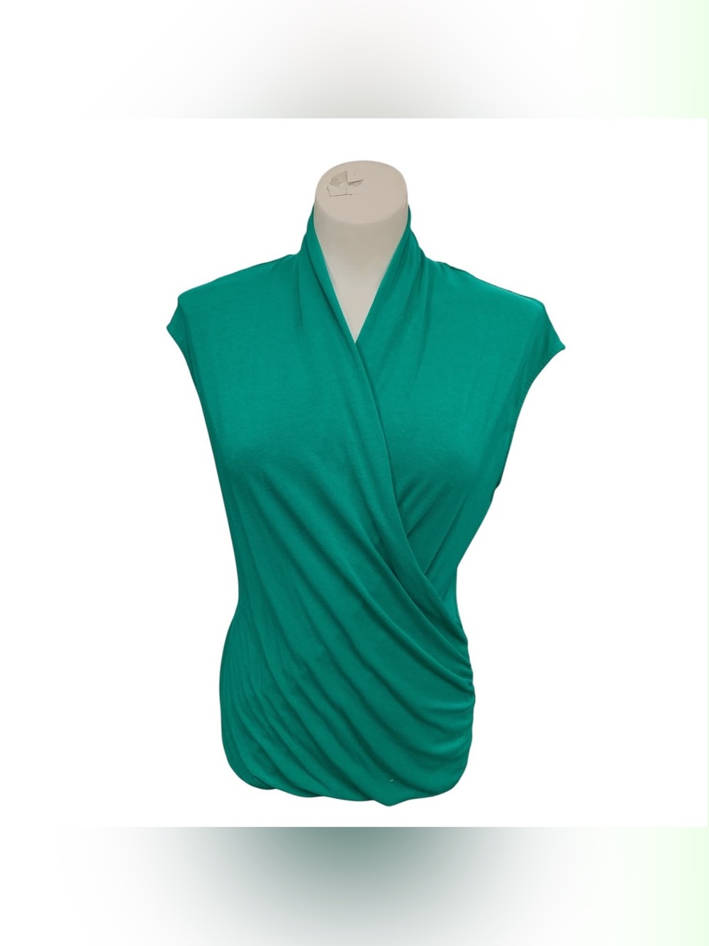 Vince Camuto Teal Wrap-Style Cap-Sleeve Top Size L